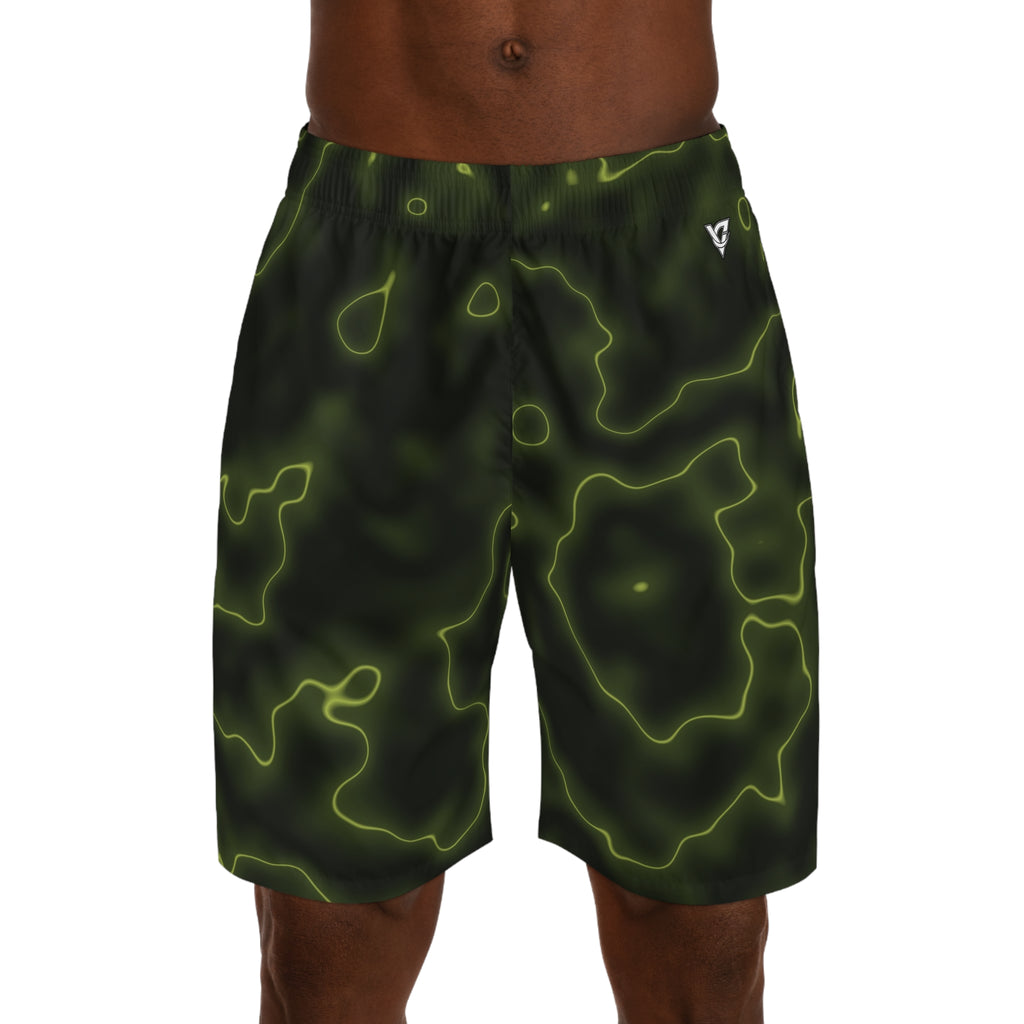 Men's Moss Flame Marble Performance Jogger Athletic Shorts with Pockets