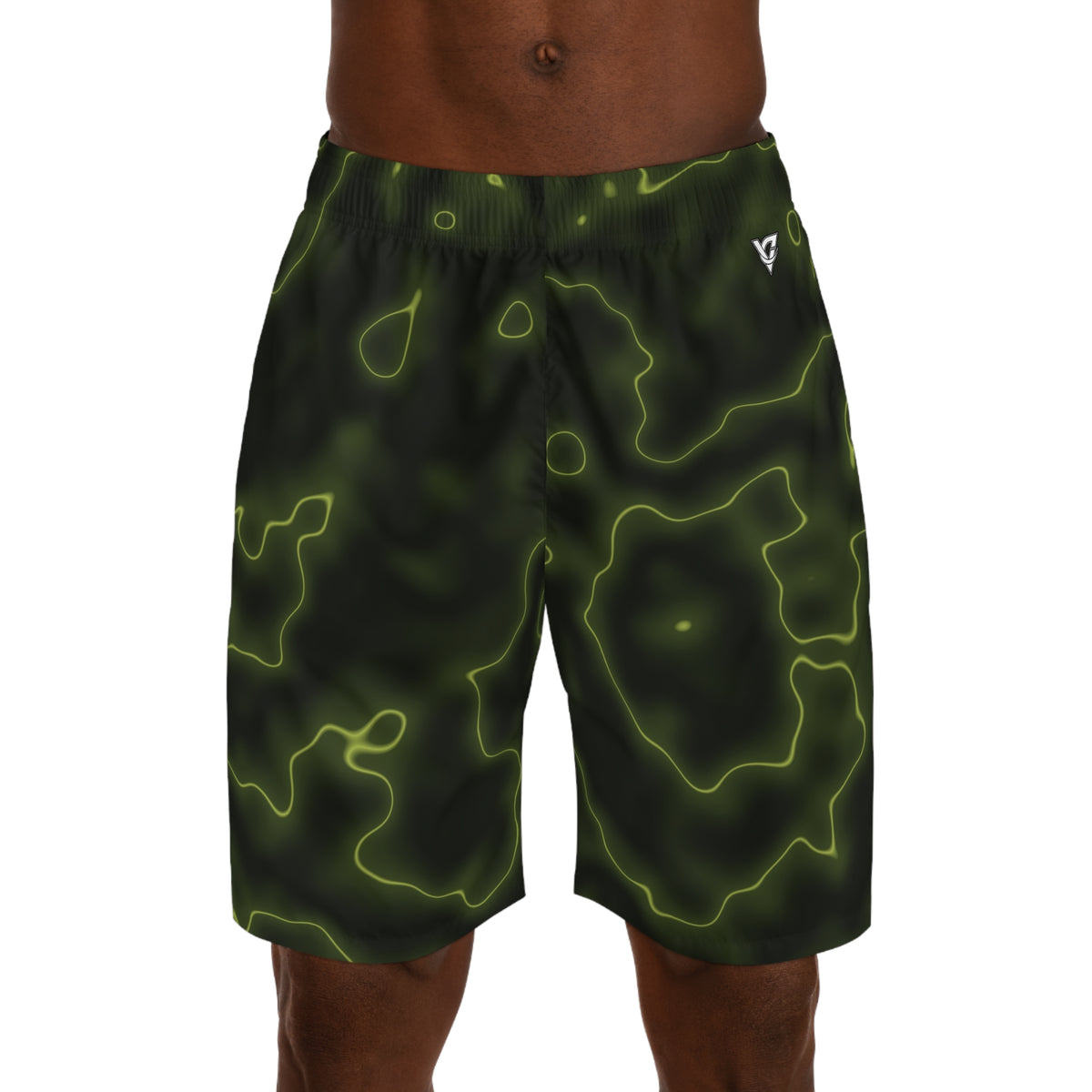 Men's Moss Flame Marble Performance Jogger Athletic Shorts with Pockets