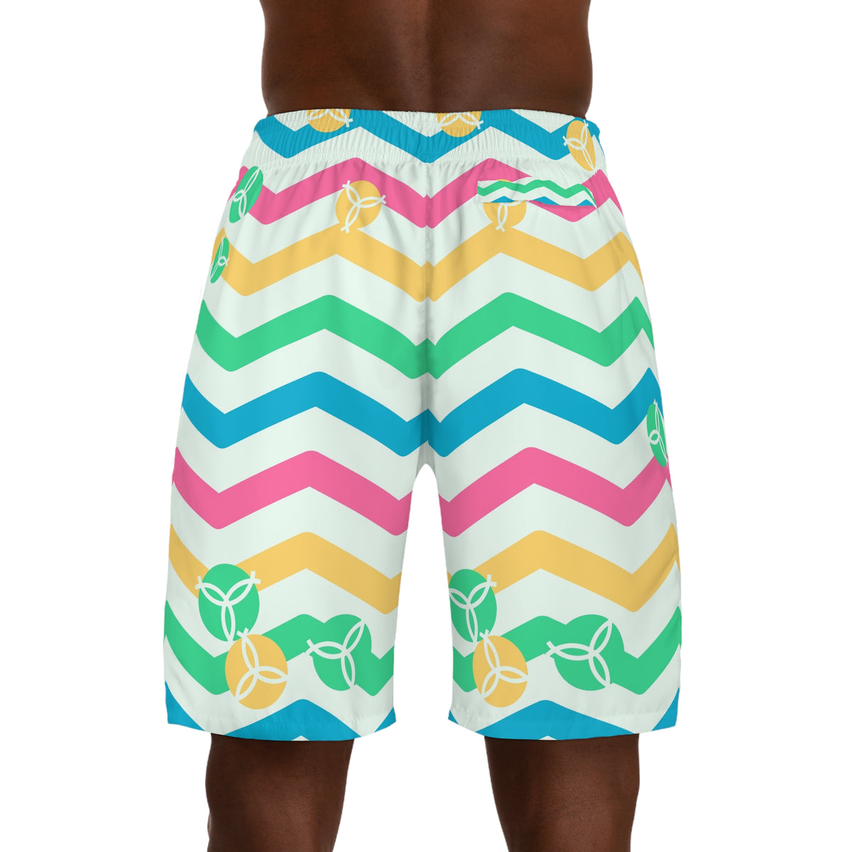 Volleyball Mint Sorbet Chevron Rush Men's Athletic Shorts with Pockets