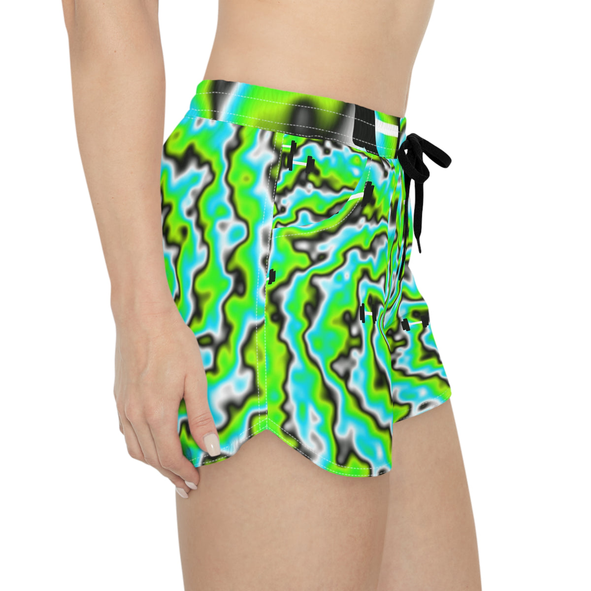 Training & Gym Lime Riot Tie-Dye Spin Women's Athletic Shorts with Pockets