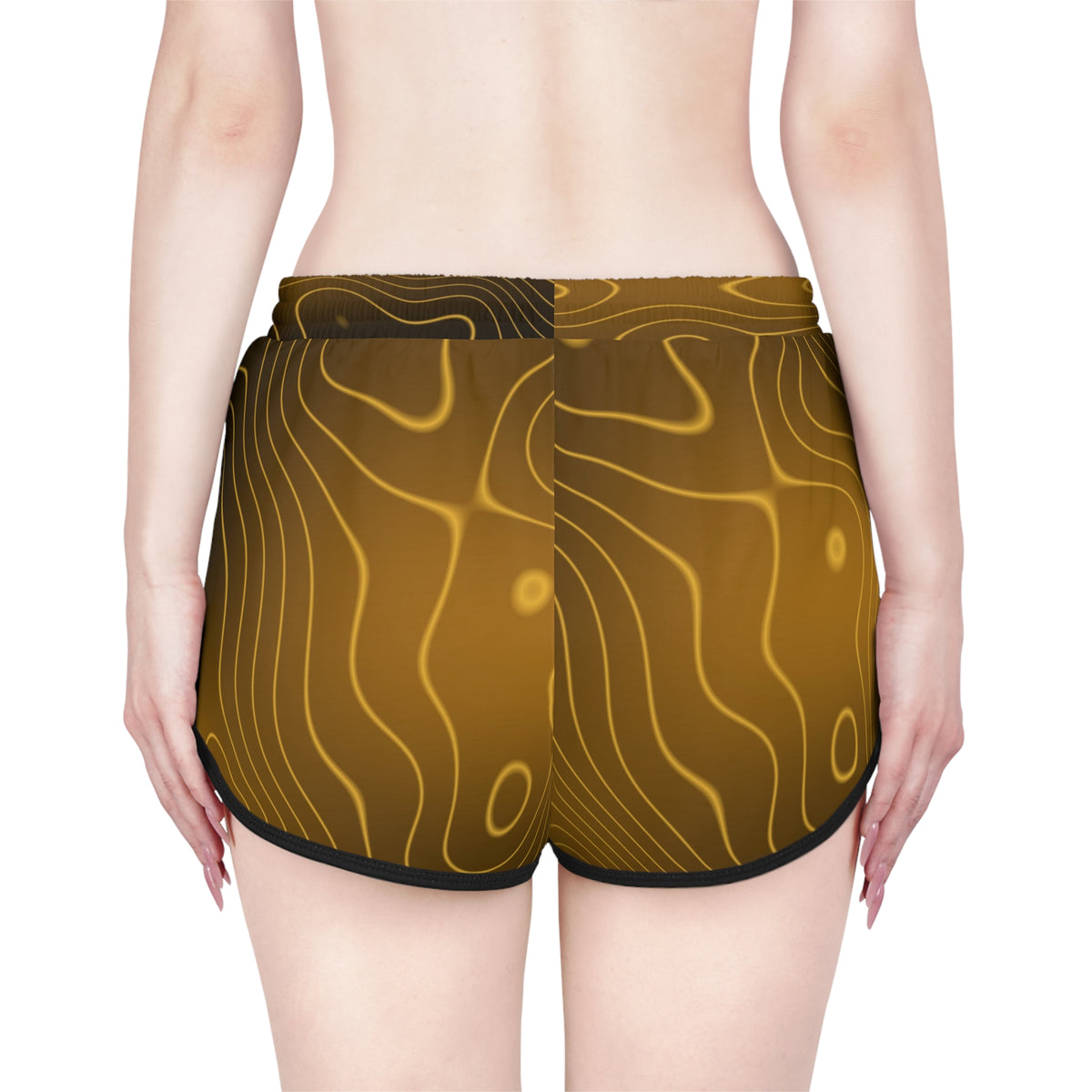 Women's Harvest Gold Topo Relaxed Shorts — All-Over Print Running & Workout Shorts