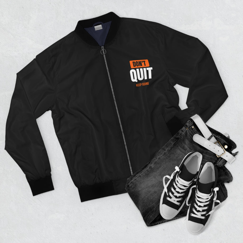 Men's Don't Quit Bomber Jacket – Black Motivational Gym Jacket