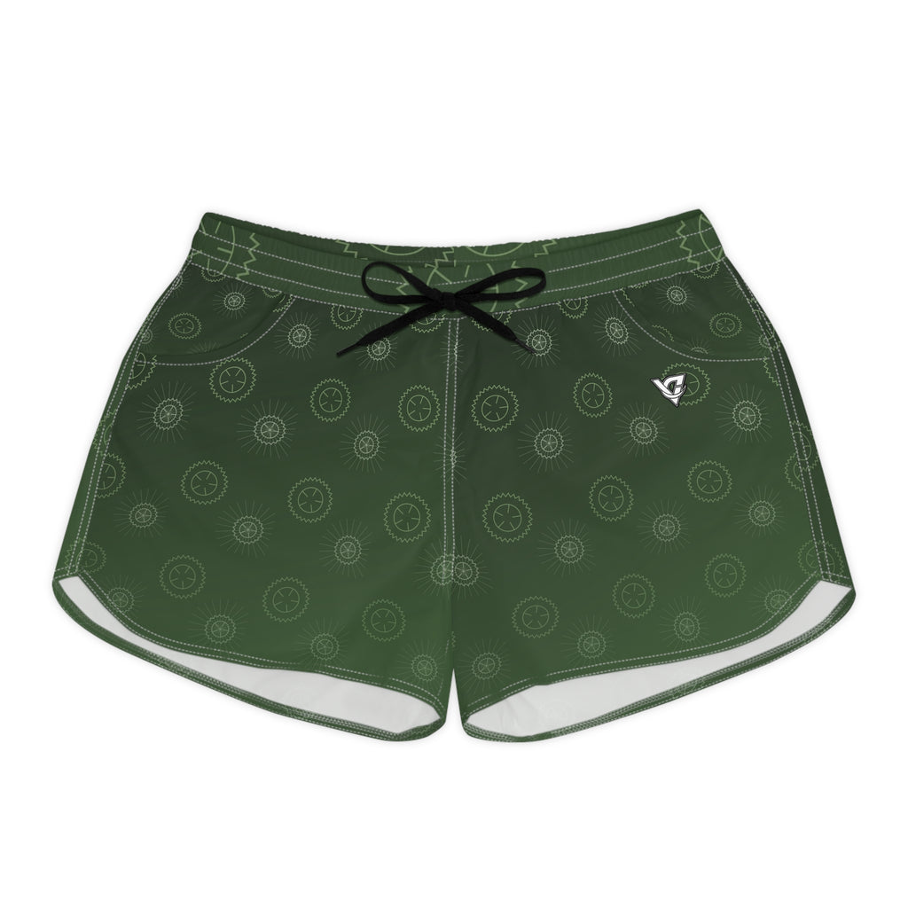 Cycling Forest Camo Chainring Women's Athletic Shorts with Pockets