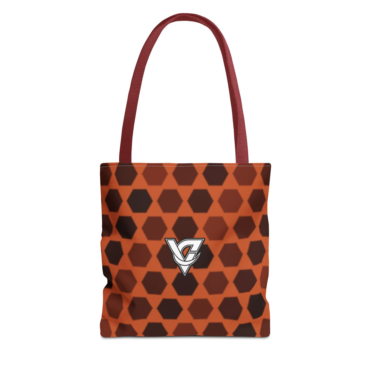 Auburn Hex Grid Tote Bag — All-Over Print Gym & Everyday Tote