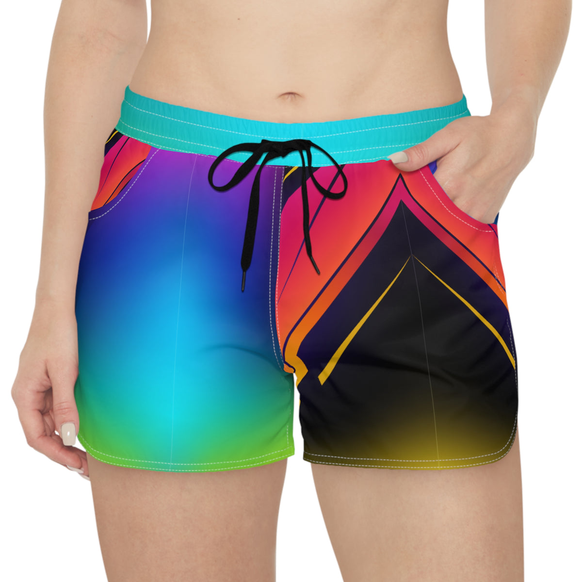 Women's Multipurpose Athletic Shorts with Pockets | Neon Gradient