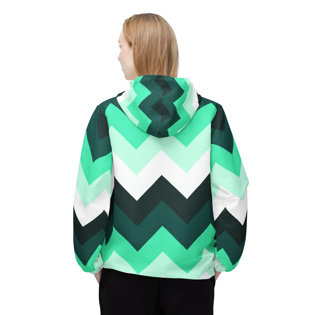 Mint Chevron Women's Windbreaker Jacket
