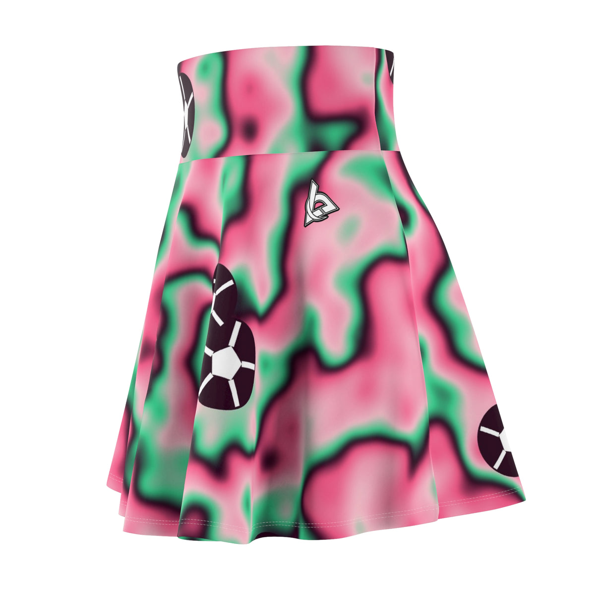 Soccer Flamingo Fizz Tie-Dye Spin Women's Athletic Skater Skirt