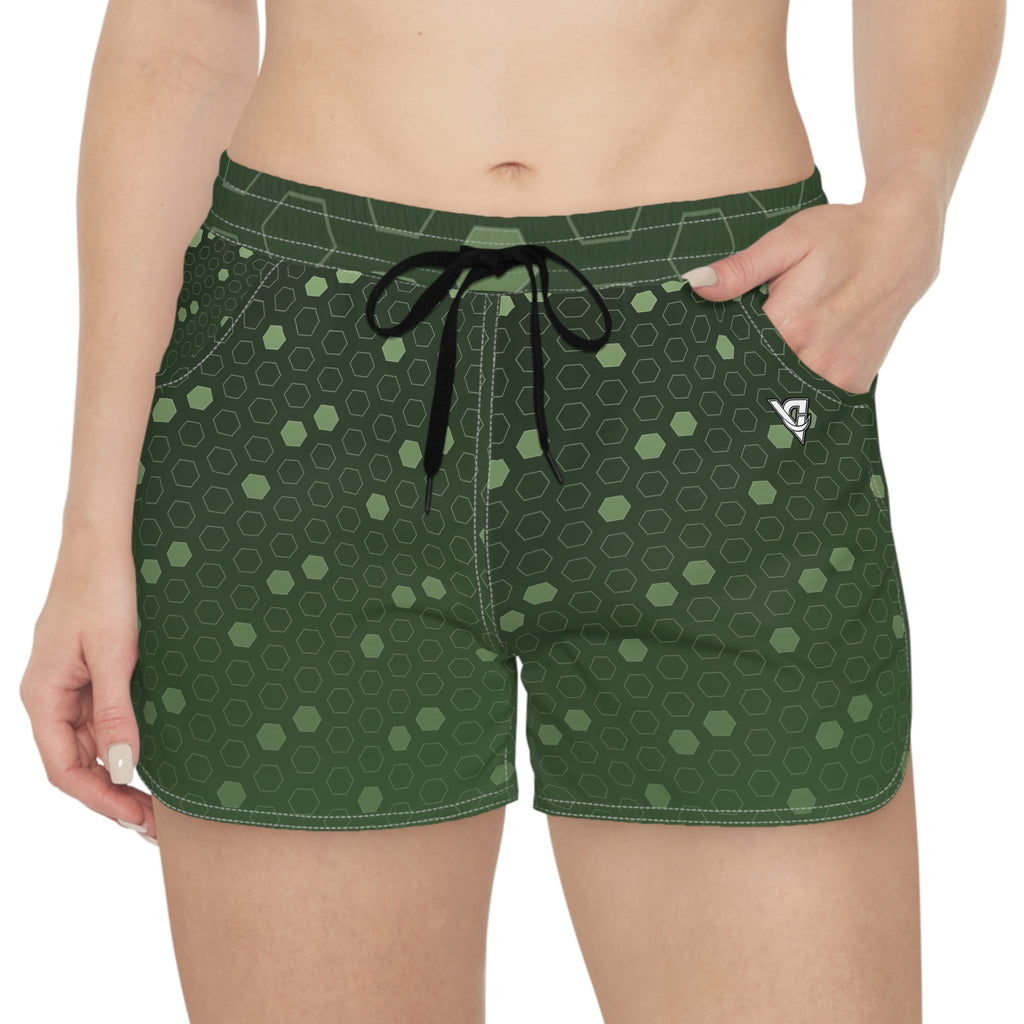 Soccer Forest Camo Hex Pitch Women's Athletic Shorts with Pockets