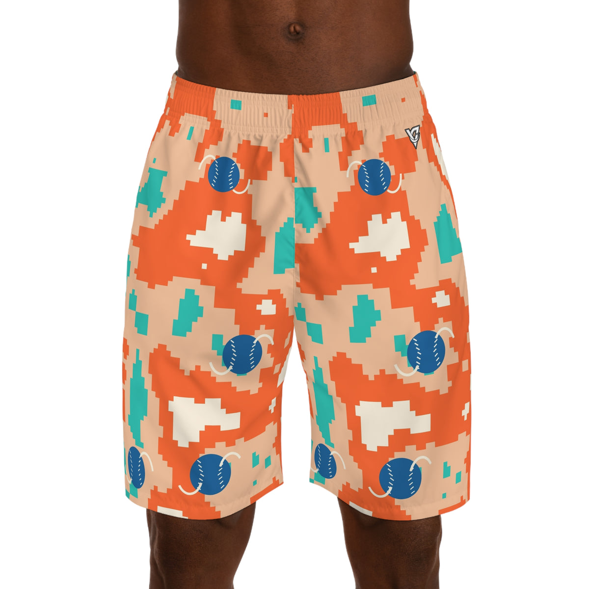 Baseball & Softball Papaya Splash Pixel Camo Men's Athletic Shorts with Pockets