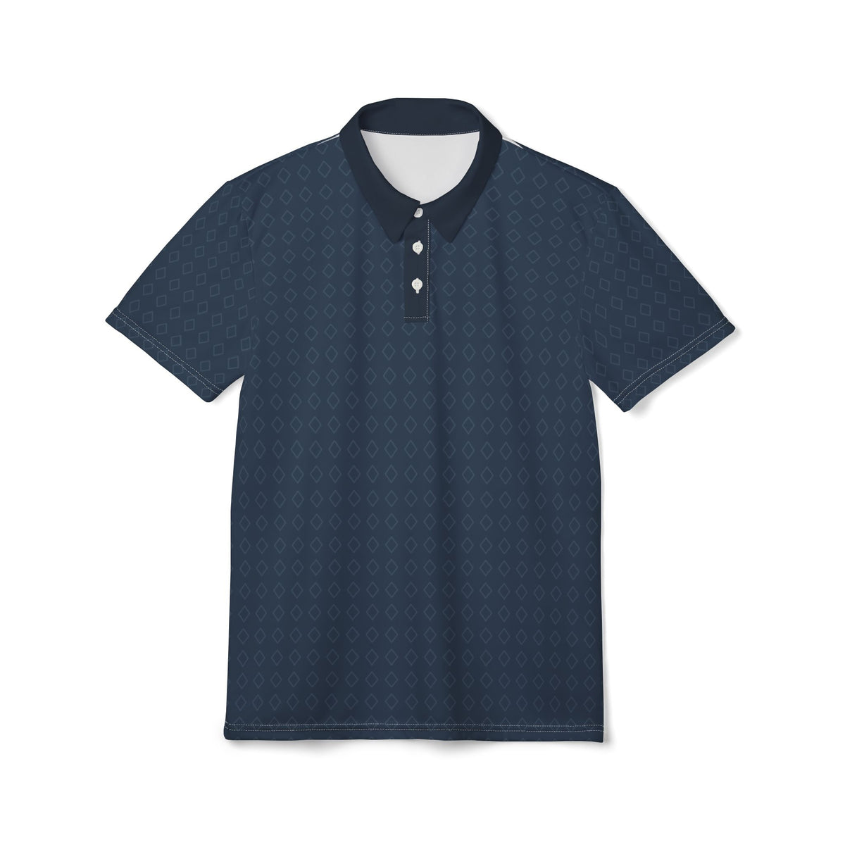 Navy Geo Pattern Polo Shirt