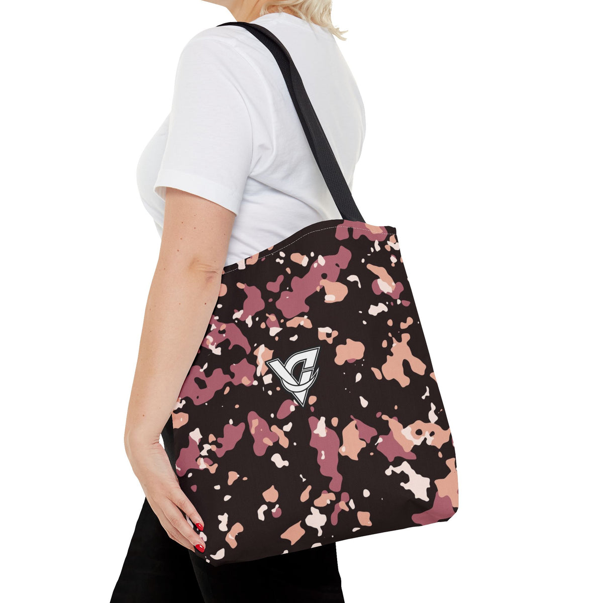 Rose Gold Splatter Tote Bag — All-Over Print Gym & Everyday Tote