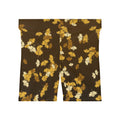 Harvest Gold Falling Leaves Women's Biker Shorts — High-Waist Workout Shorts