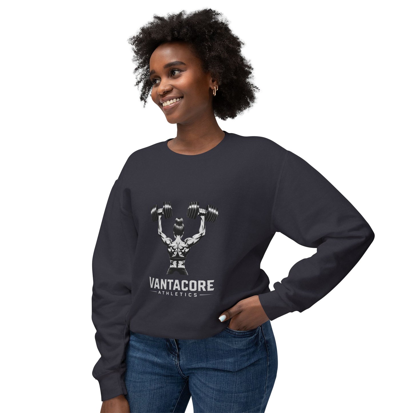 Weightlifting Crewneck Sweatshirt — Vantacore Athletics Dumbbell Design