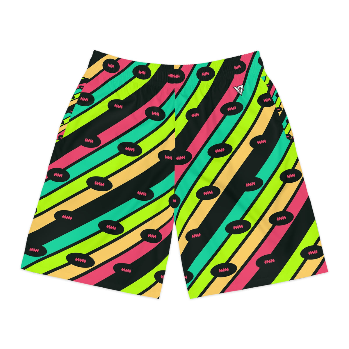 Football Emerald Zest Stripe Surge Men's Athletic Shorts with Pockets