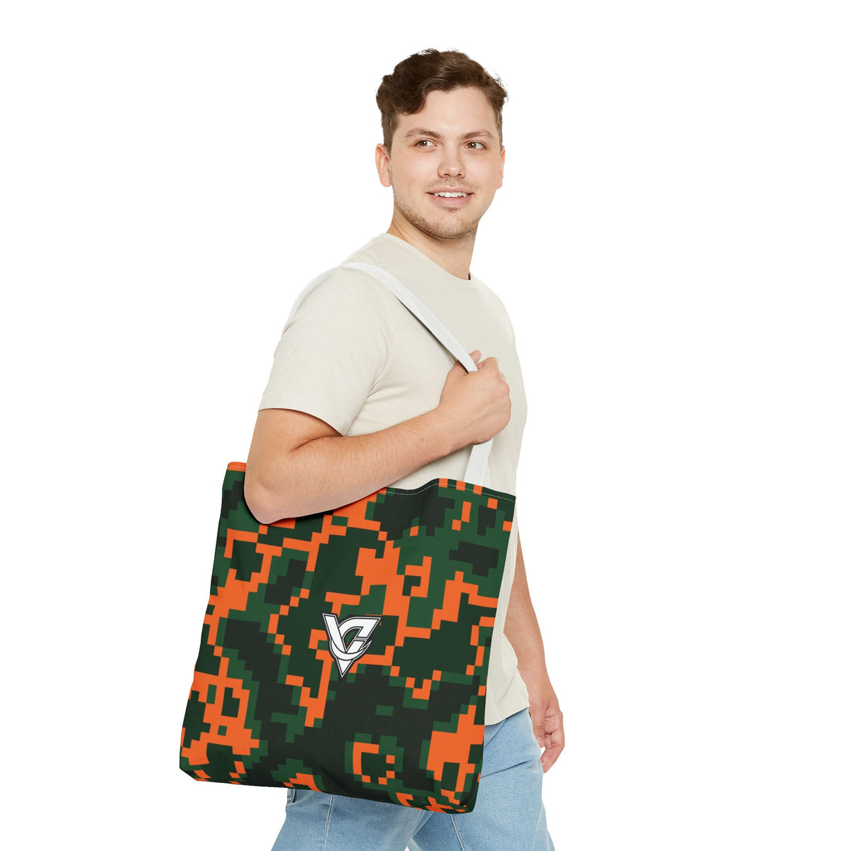 Evergreen Ember Digital Camo Tote Bag — All-Over Print Gym & Everyday Tote