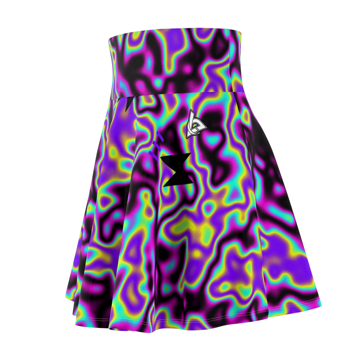Running Midnight Neon Marble Flow Women's Athletic Skater Skirt