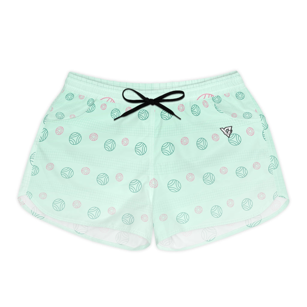 Volleyball Mint Glow Spike Panel Women's Athletic Shorts with Pockets