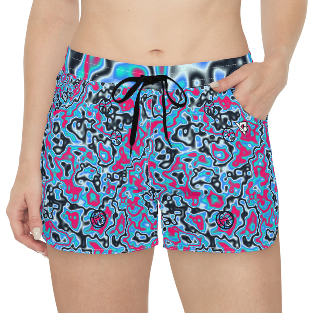 Cycling Arctic Neon Marble Flow Women's Athletic Shorts with Pockets