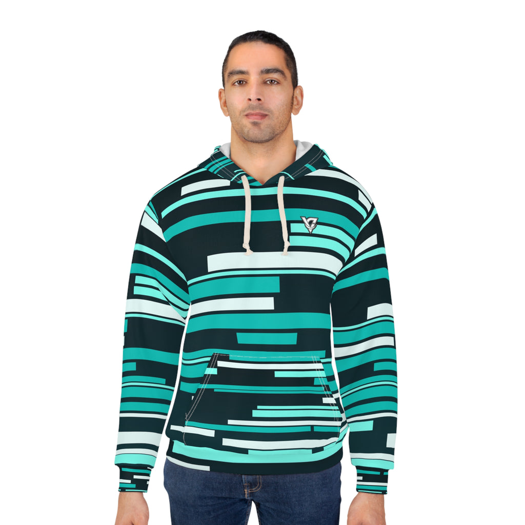 Teal Glitch Men's Pullover Hoodie