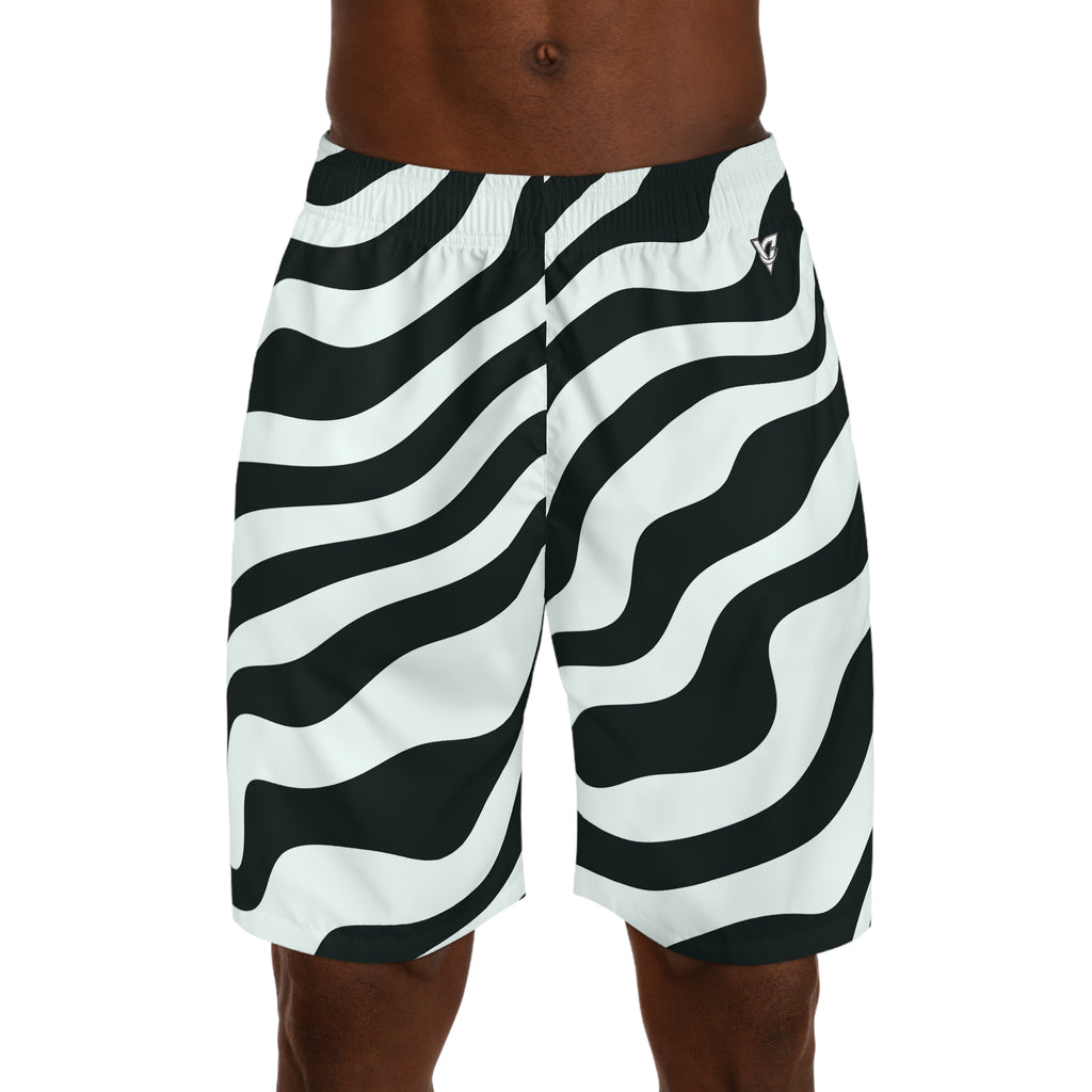 Men's Mint Zebra Performance Jogger Athletic Shorts with Pockets