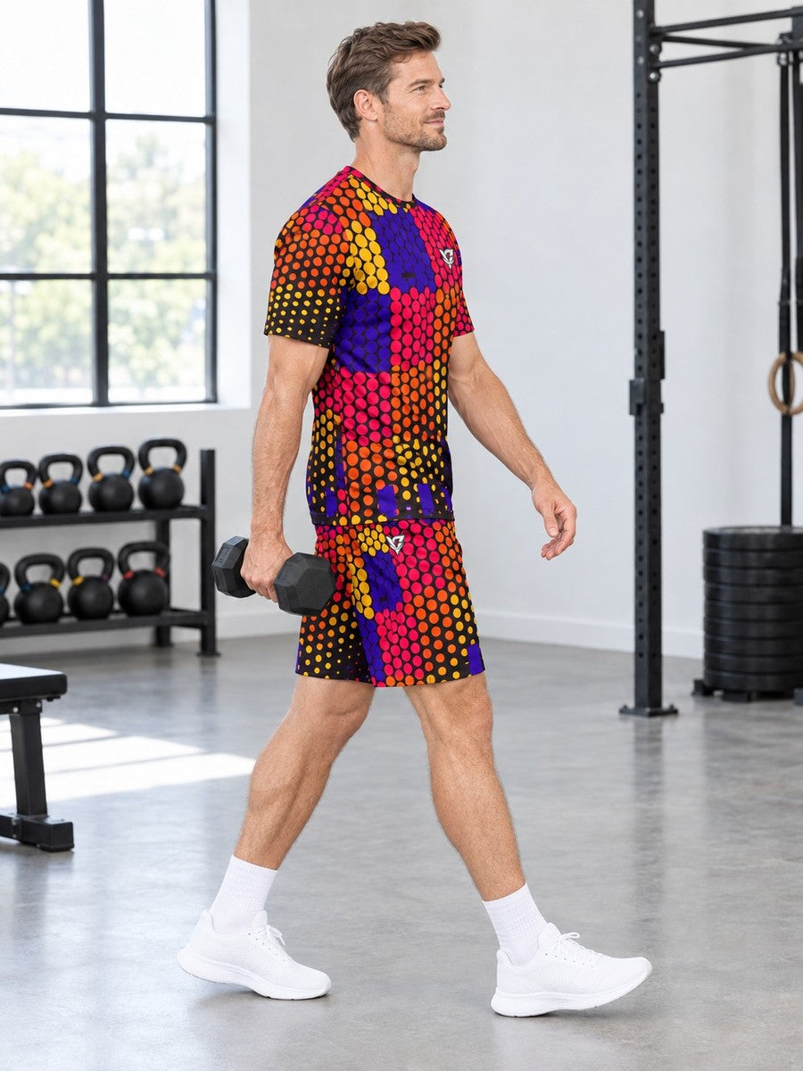 Training & Gym Hot Lava Halftone Pulse Men's Athletic Shorts with Pockets - side view