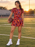 Football Hot Lava Marble Flow Women's Athletic Skater Skirt - front view