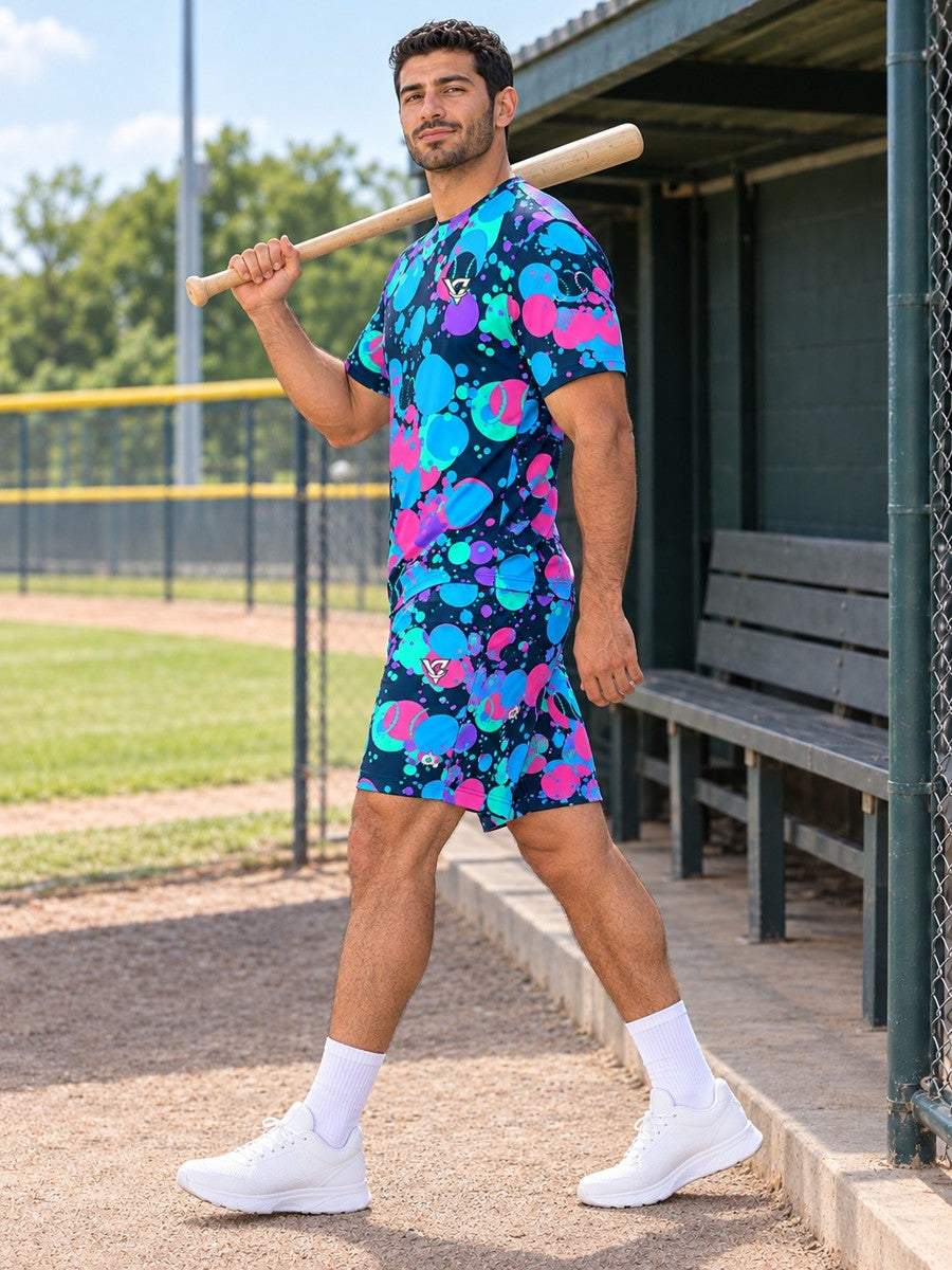 Baseball & Softball Neon Lagoon Splash Zone Men's Athletic Shorts with Pockets - side view