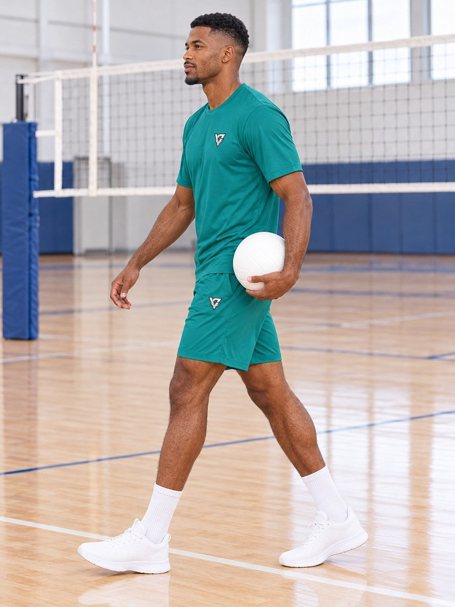 Vantacore Solid Teal Men's Sports Jersey - side view
