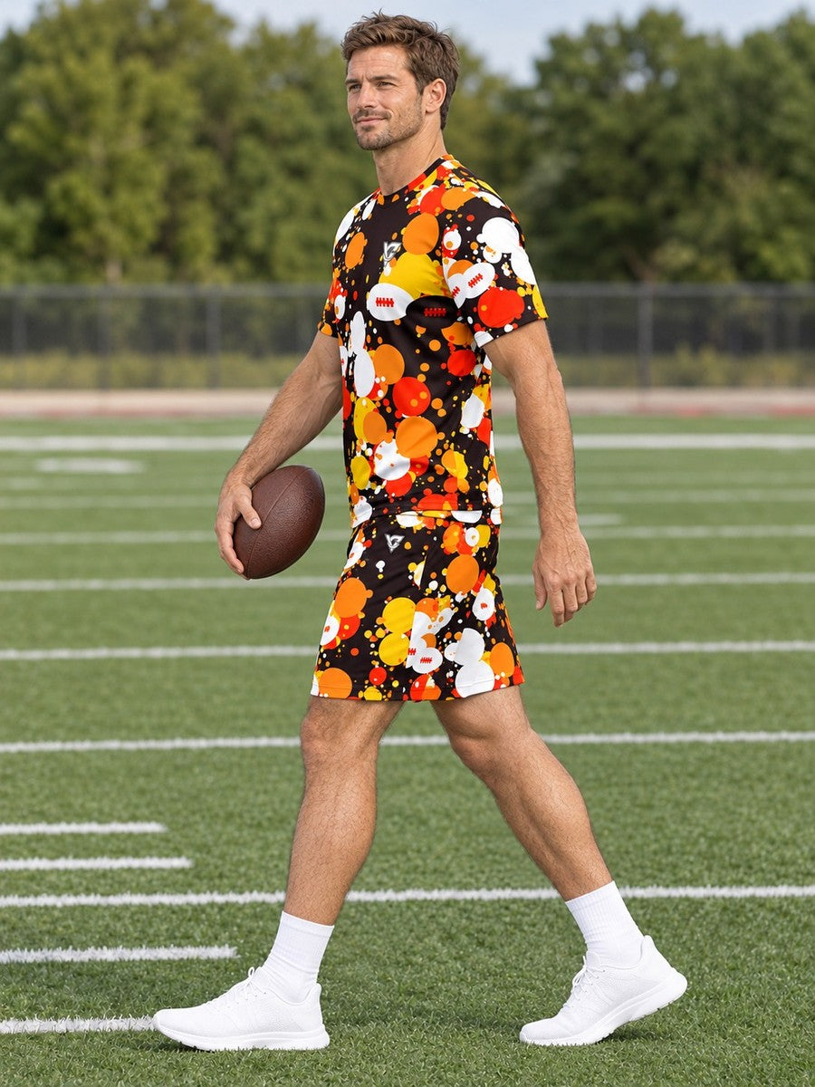 Football Solar Flare Splash Zone Men's Athletic Shorts with Pockets - side view