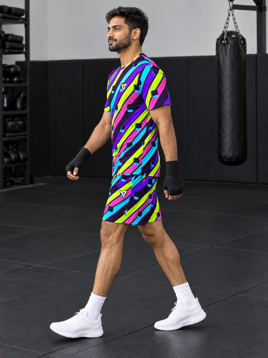 Combat Sports Violet Volt Stripe Surge Men's Sports Jersey - side view