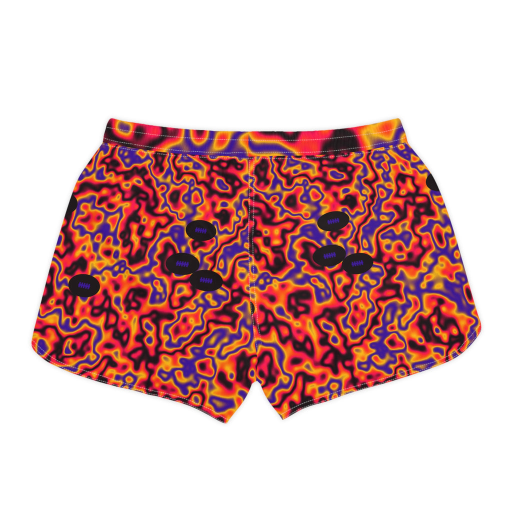 Football Hot Lava Marble Flow Women's Athletic Shorts with Pockets