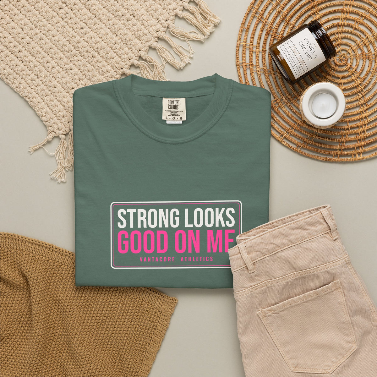 Strong Looks Good On Me | Women's Garment-Dyed Graphic Tee