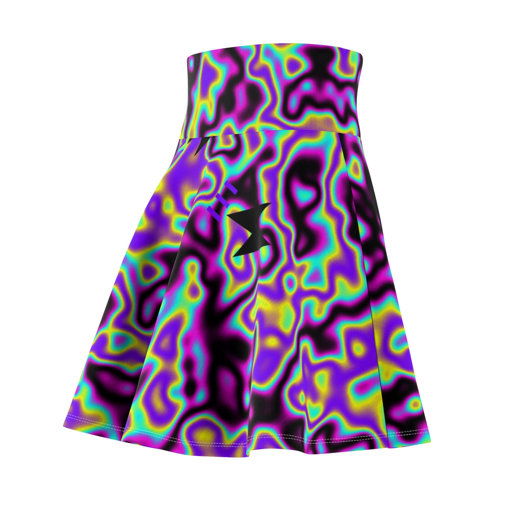 Running Midnight Neon Marble Flow Women's Athletic Skater Skirt