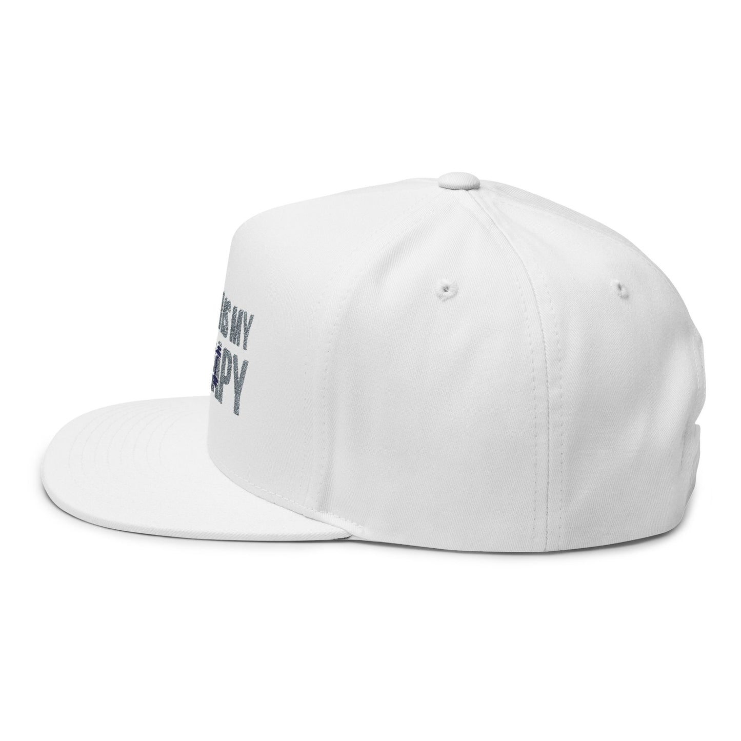 Flat Bill Cap — "The Gym Is My Therapy" Embroidered Fitness Hat