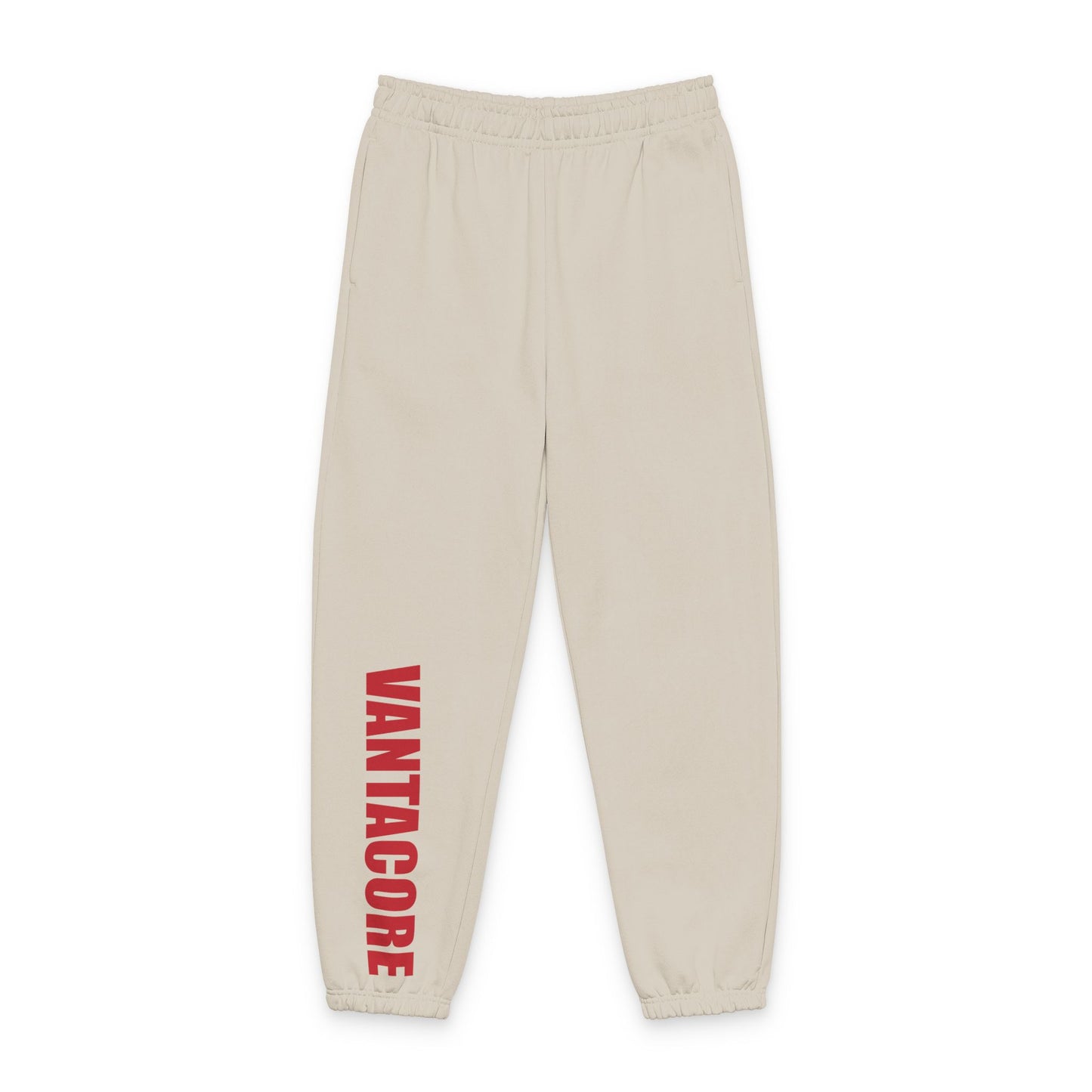 Vantacore Logo Sweatpants — Minimal Vertical Red Graphic Joggers