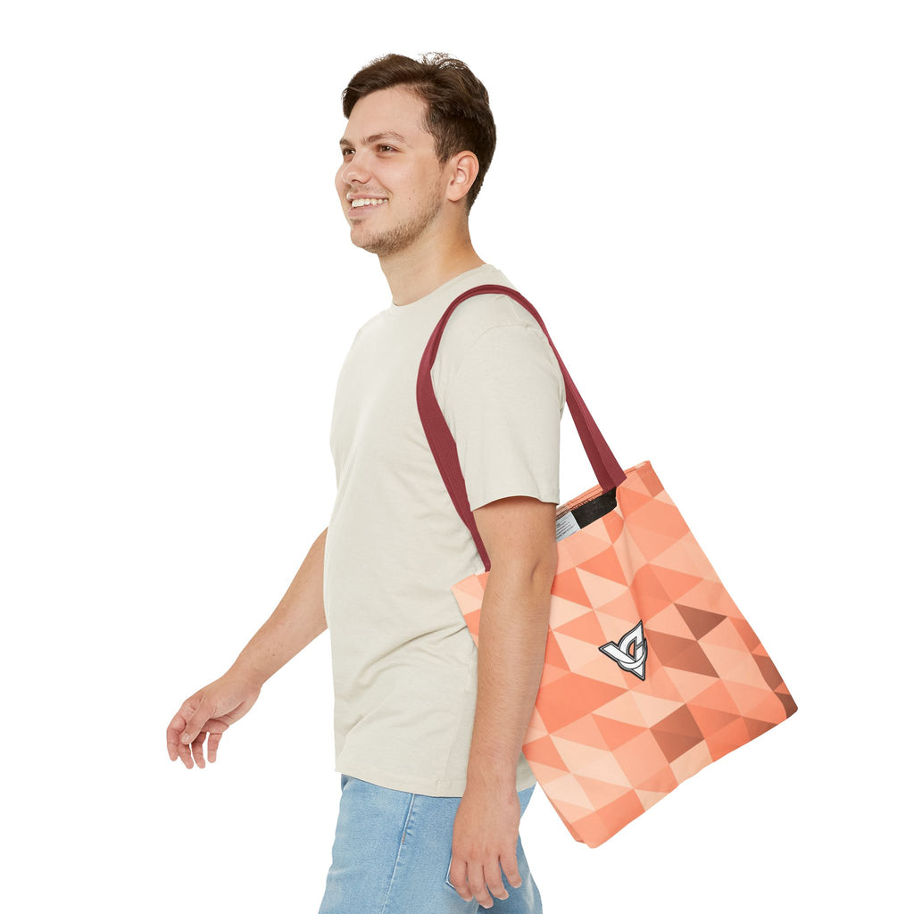 Peach Low-Poly Tote Bag — All-Over Print Gym & Everyday Tote