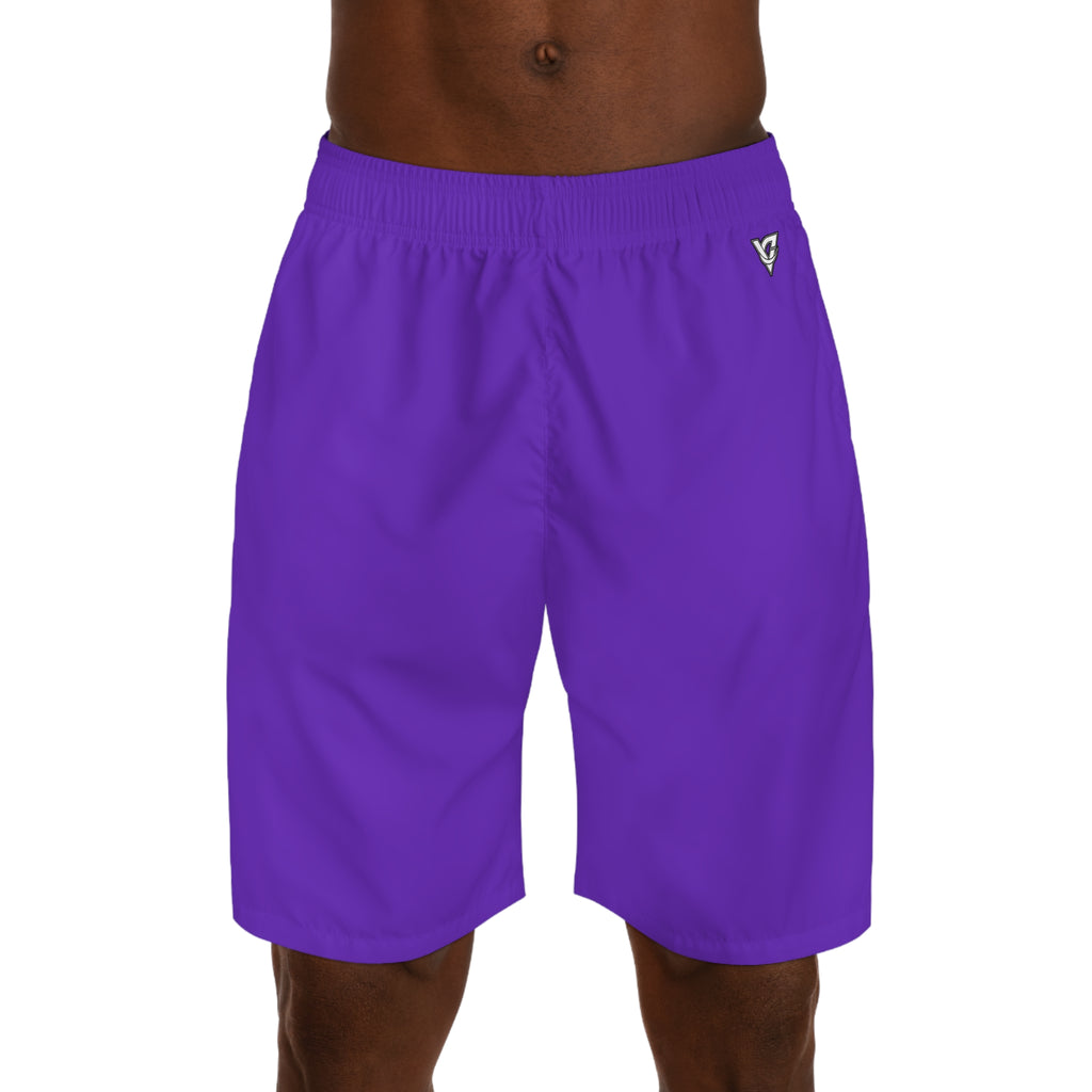 Vantacore Solid Purple Men's Athletic Shorts with Pockets