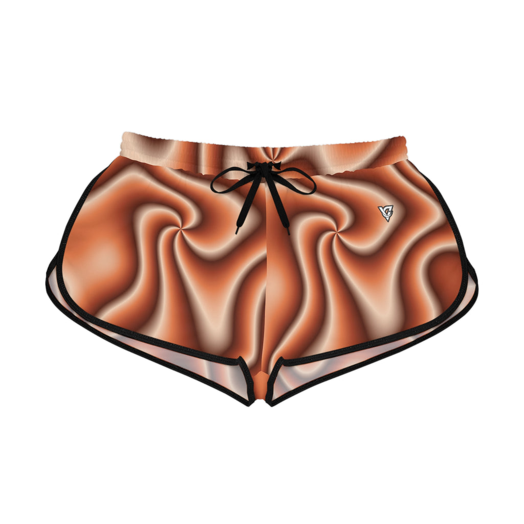 Women's Terracotta Tie-Dye Relaxed Shorts — All-Over Print Running & Workout Shorts