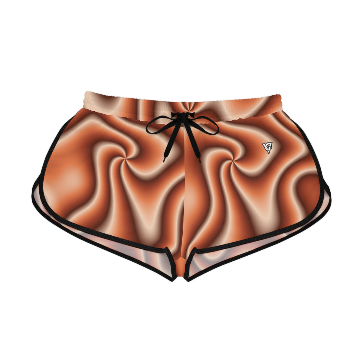 Women's Terracotta Tie-Dye Relaxed Shorts — All-Over Print Running & Workout Shorts