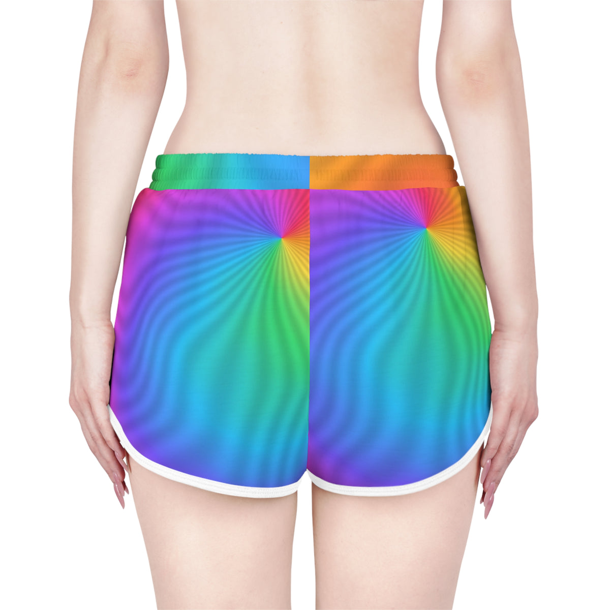 Women's Rainbow Tie-Dye Relaxed Shorts – Colorful All-Over Print Running & Workout Shorts