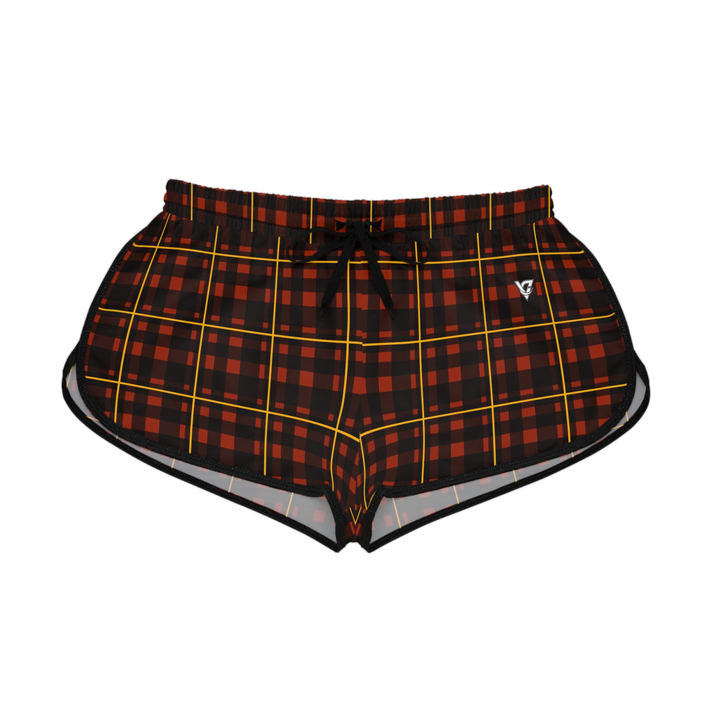 Women's Lava Plaid Relaxed Shorts — All-Over Print Running & Workout Shorts