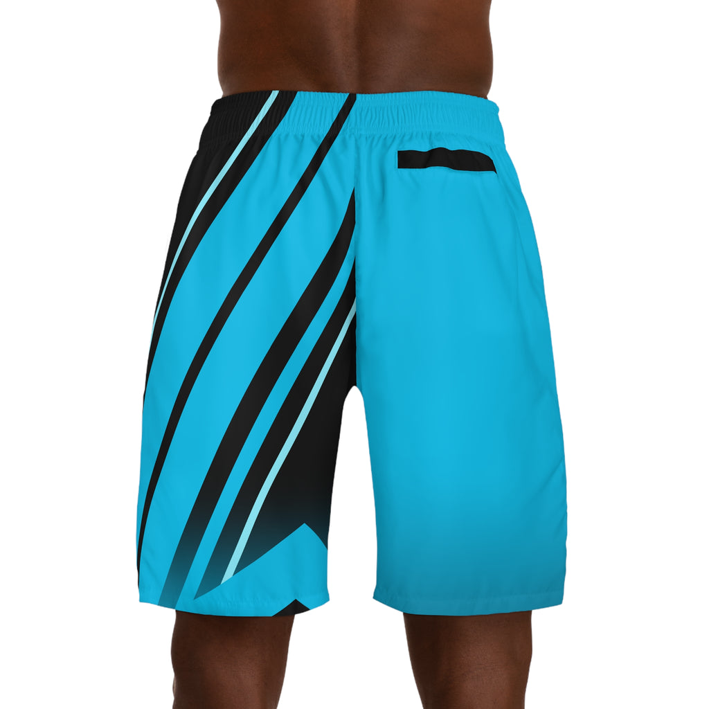 Men's Electric Cyan & Black Running Jogger Shorts with Pockets — Athletic Performance