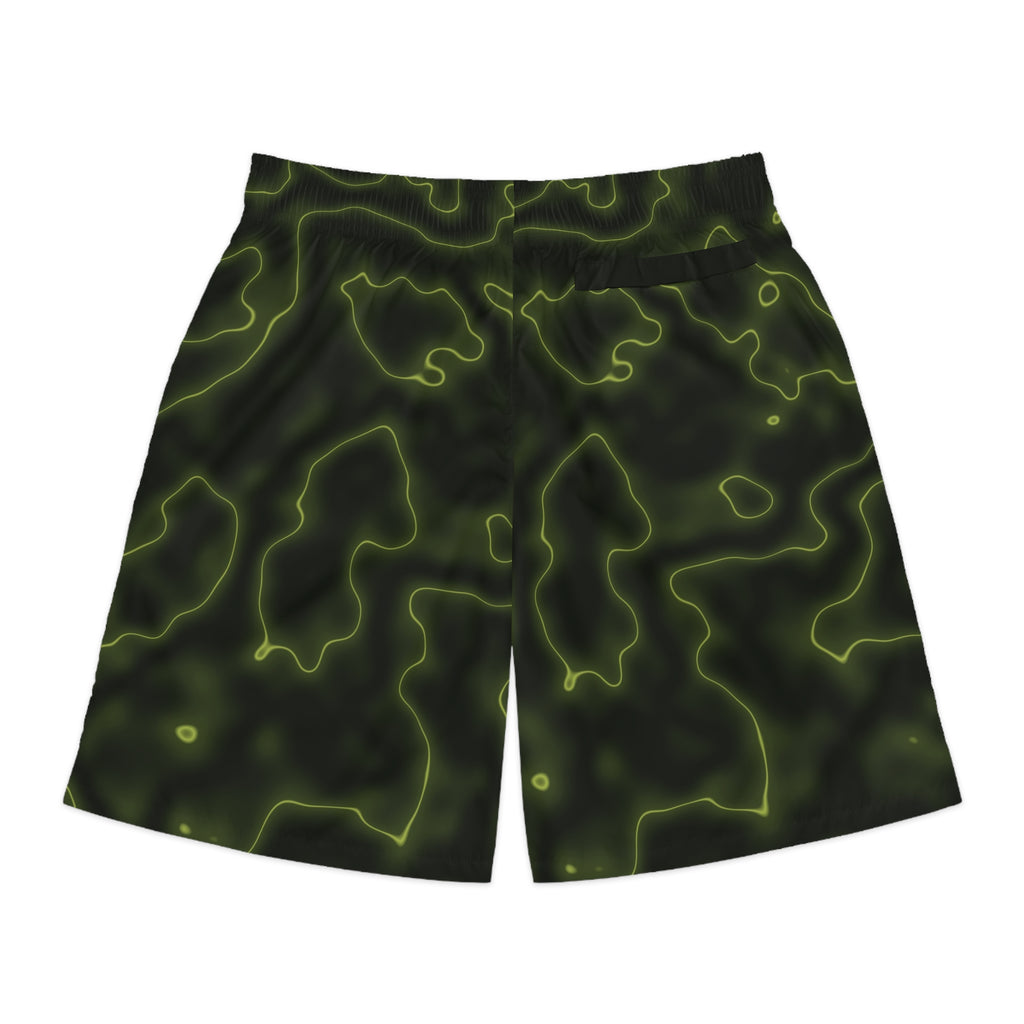 Men's Moss Flame Marble Performance Jogger Athletic Shorts with Pockets