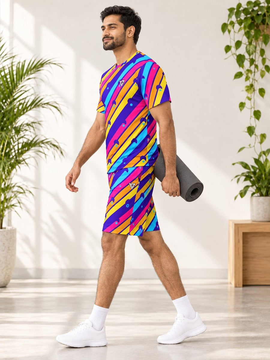 Yoga Sunrise Punch Stripe Surge Men's Sports Jersey - side view
