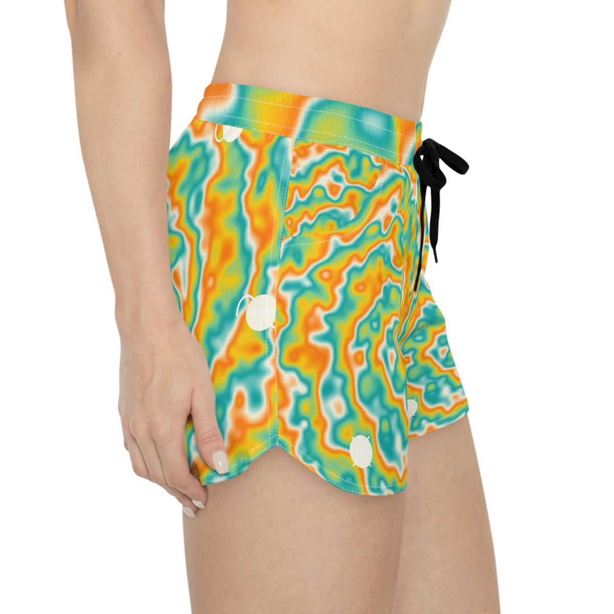 Basketball Citrus Pop Tie-Dye Spin Women's Athletic Shorts with Pockets