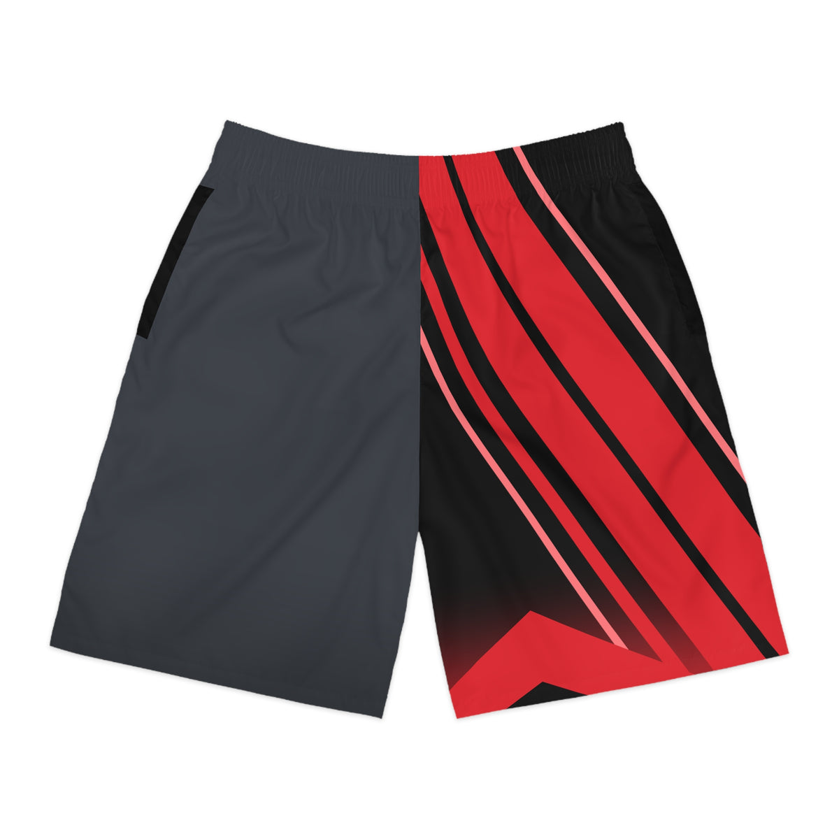 Men's Gunmetal & Red Running Jogger Shorts with Pockets — Athletic Performance