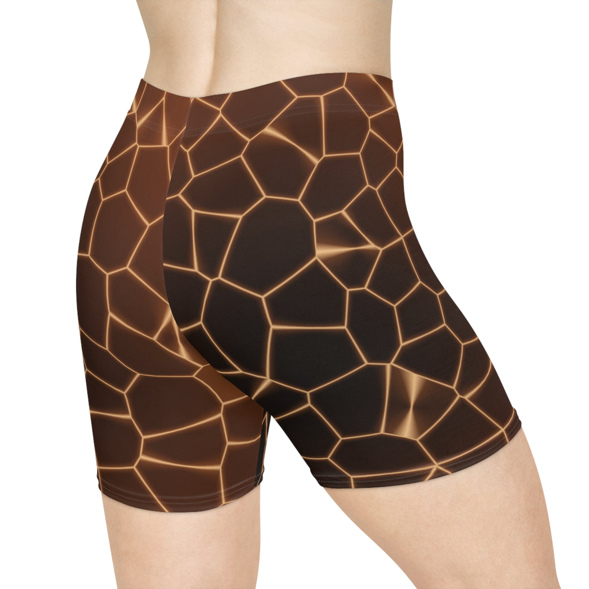 Copper Rift Women's Biker Shorts — High-Waist Workout Shorts