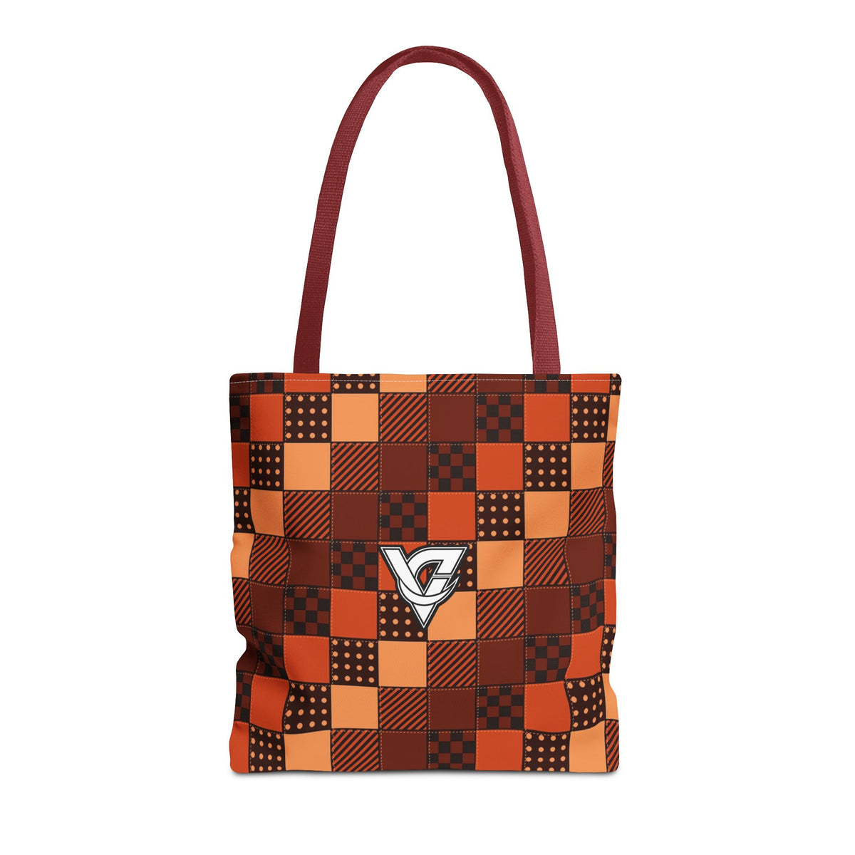 Rust Patchwork Tote Bag — All-Over Print Gym & Everyday Tote