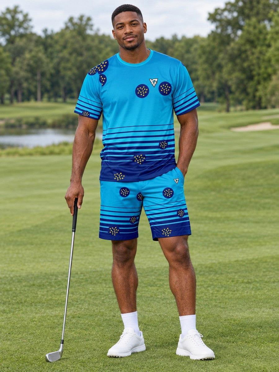 Golf Cobalt Spark Horizon Fade Men's Athletic Shorts with Pockets - front view