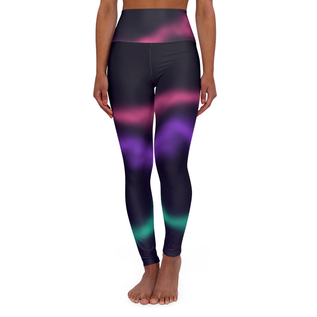 Pink Aurora High-Waisted Yoga Leggings